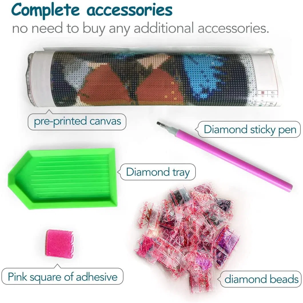Kit di pittura con diamanti 5D per adulti e bambini, con strass rotondi e diamanti e puntini (30 x 40 cm)