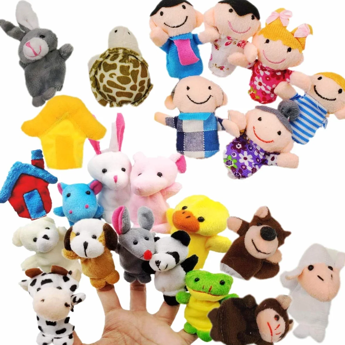 JZK 24 Burattini a Dito Animali pupazzetti Dita Set Giocattoli animaletti Peluche Piccoli Pensiero regalino bomboniera Festa Compleanno Bambini Bimbi