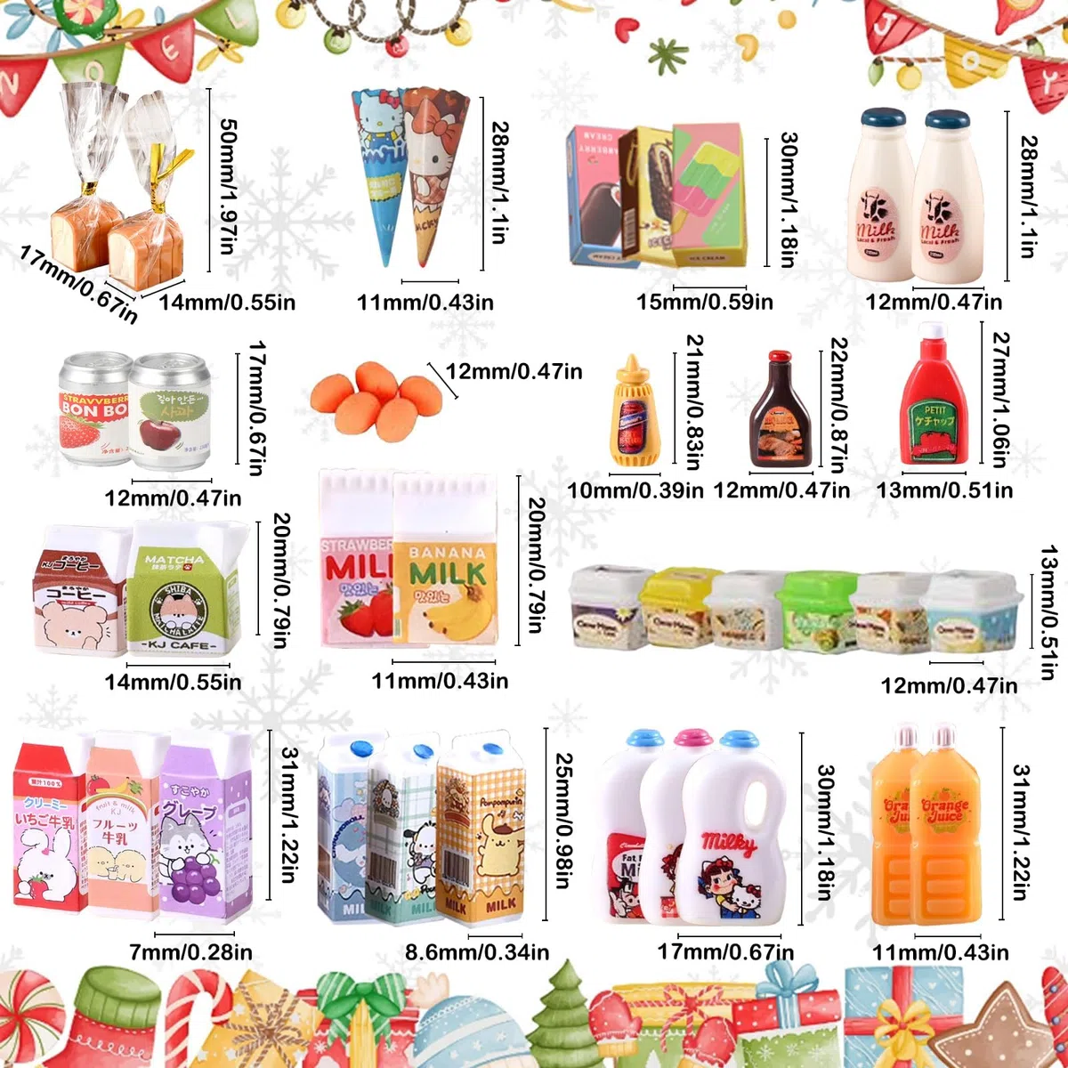 Accessori per la casa delle bambole, Mini Verse Frigorifero giocattolo con 40+ Mini alimenti, set da gioco per bambini, frigorifero per bambini realistico con ghiaccio, succo e accessori da cucina