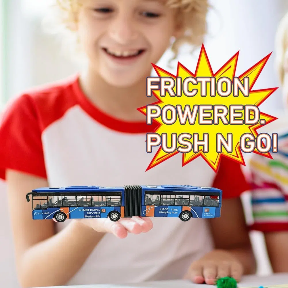 Autobus Giocattolo, Auto Giocattolo Bambino Mini Bus Modello, Macchinine Giocattoloper Bambini, Movimento ad Attrito, GiocattolosEducativo per Bambini Regalo di Compleanno(Blu)