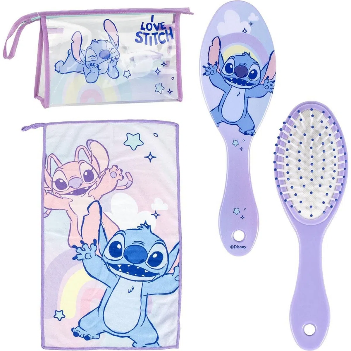 Borsa da viaggio e da toilette Disney per bambini con pettine, trousse e asciugamano, set per l'igiene personale ideale come regalo, viaggio e uso quotidiano