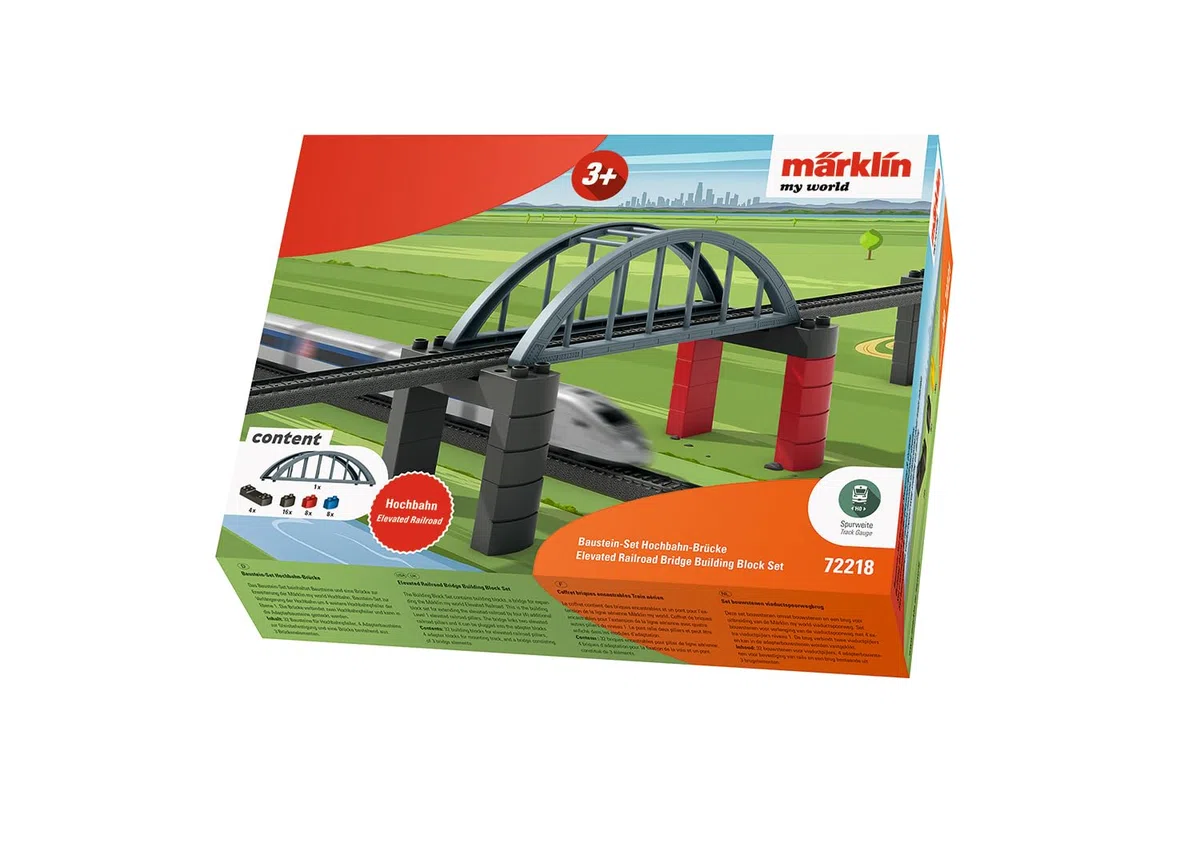 Märklin My World 72218 - Set di mattoncini da costruzione Ponte Hochbahn - Pilastri e Ponte - Estensione Modelleisenbahn - Dai 3 anni - Traccia H0
