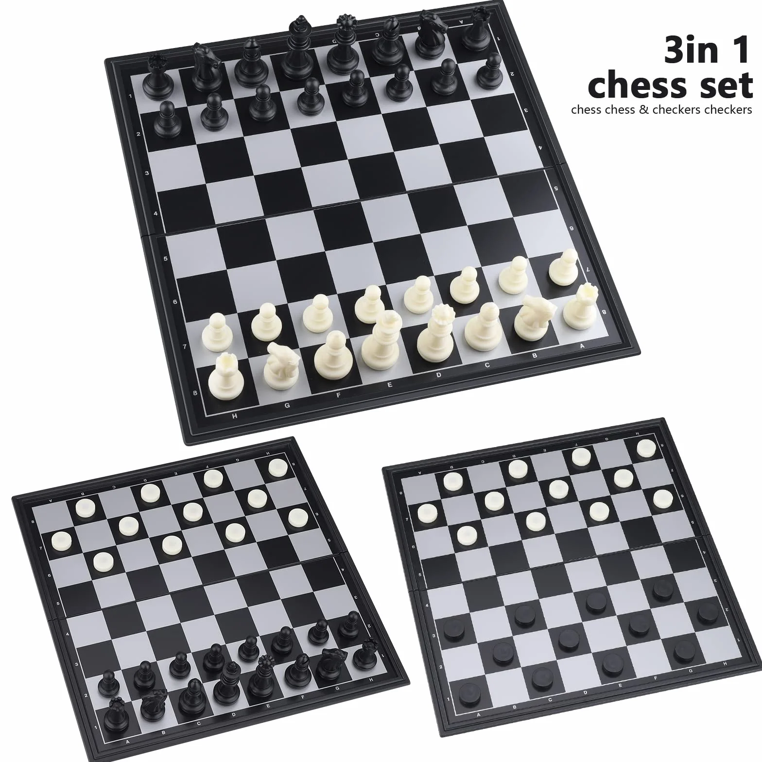Scacchiera Professionale, 3 in 1 Scacchiere con Magnetici Scacchi, Dama, Backgammon Gioco da Tavolo Portatile e Educativo, Scacchiera Pieghevole da Viaggio per 6 + Anni Bambini e Adulti (25cm x 25cm)