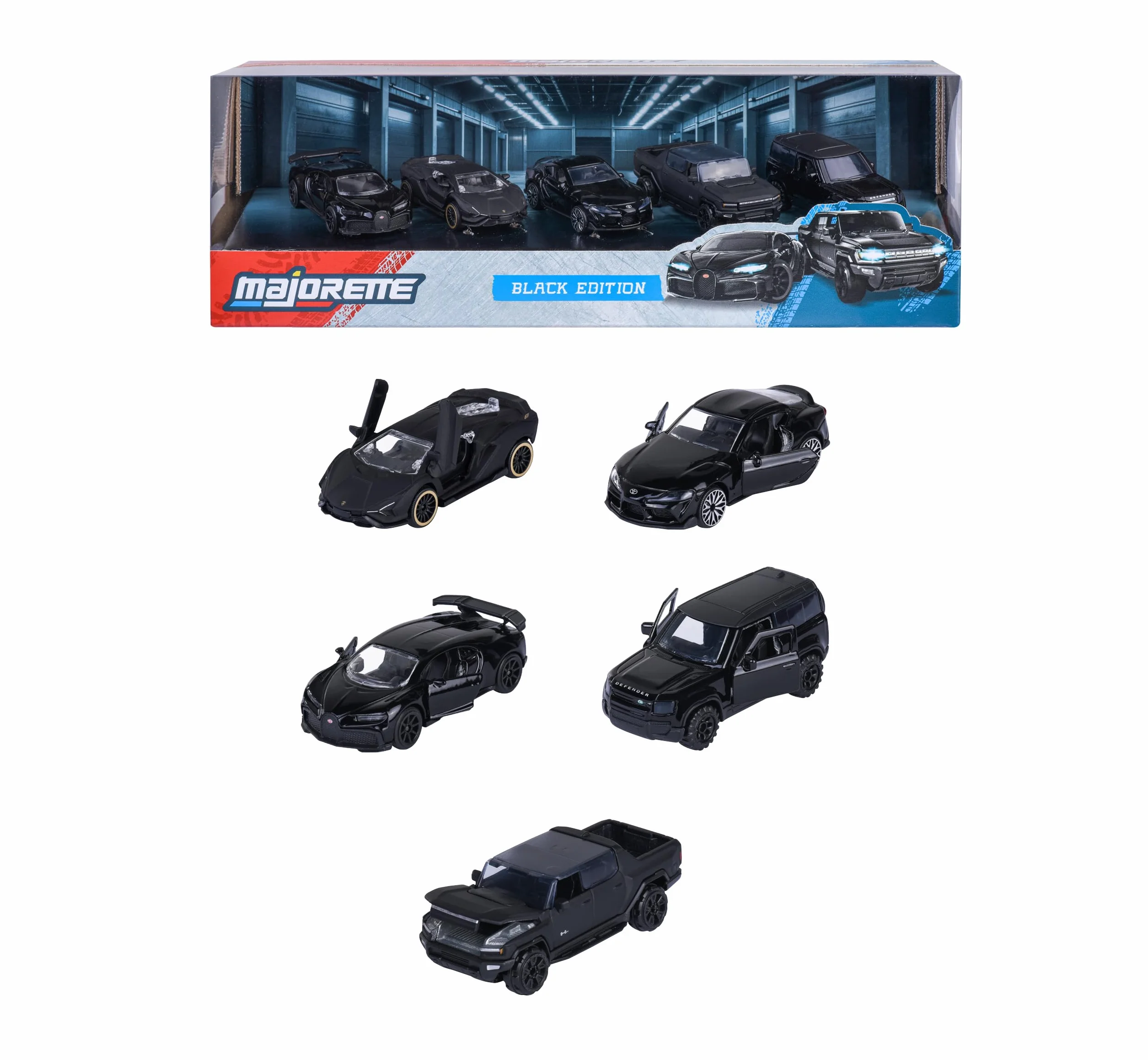 Majorette Black Edition Giftpack 5 Veicoli Die-Cast Scala 1:64 Auto da Collezione in Metallo Set Regalo
