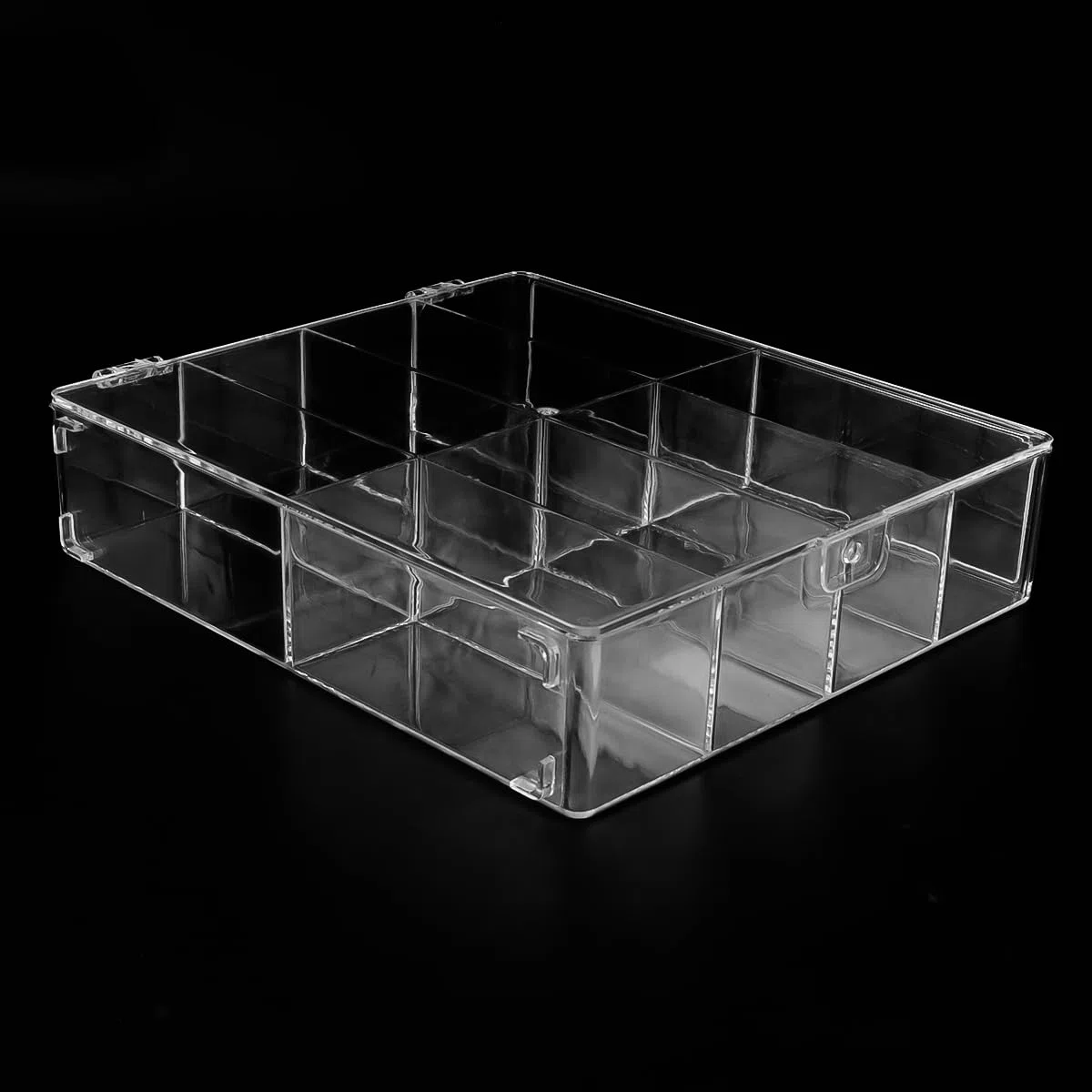 Vetrina in acrilico a 8 scomparti - Scatola trasparente per modellini di auto, gioielli e perline 20x17x4,5 cm