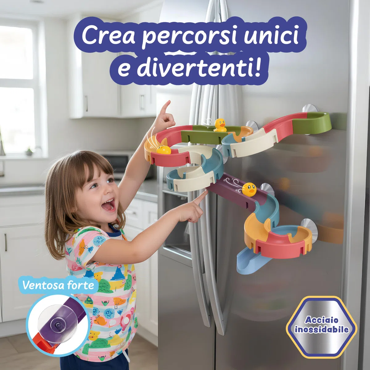 Science4you Giochi Bagnetto 3+ Anni – Circuito di Biglie da Bagno con Ventose, Marble Run Junior con 34 Pezzi Inclusi, Gioco Educativo per Bambini, Regalo 3 4 5 6+