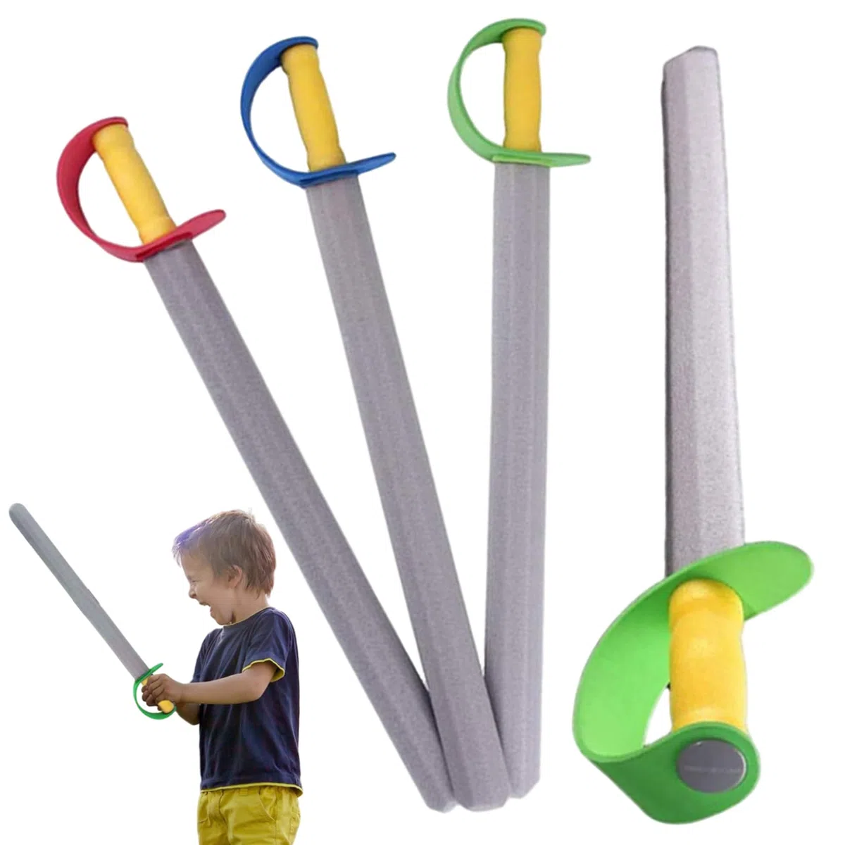 4 Pezzi Spada in Schiuma per Bambini 21 Pollici Lunga Spada in Schiuma Eva Giocattolo Sicurezza Morbida Impermeabile Cosplay per la Scuola Materna Puntelli per Prestazioni Spade per Bambini