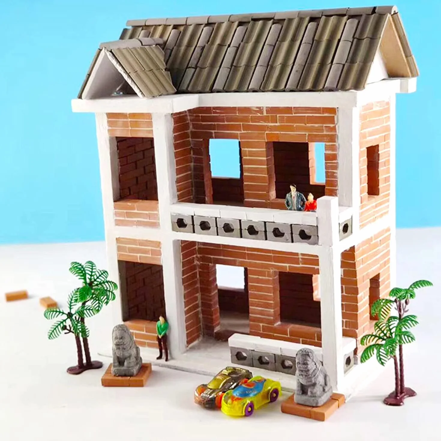 Cayway 420 Pz Mattoni in Miniatura Mini Modello Rossa 1:35 Costruzione per Micro Paesaggio, Fai Da Te Casa Delle Bambole in Mattoni Diorama Fairy