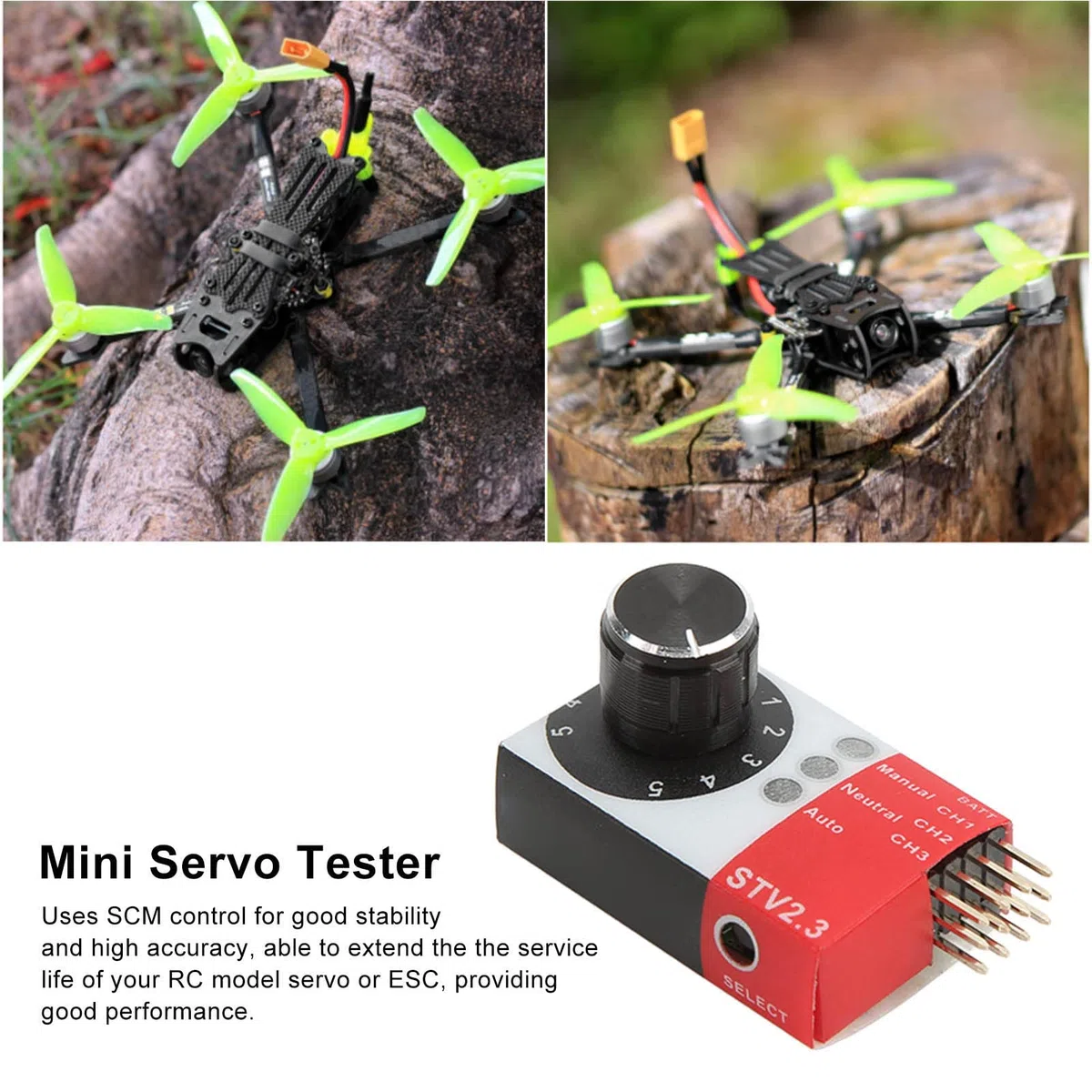 Servo Tester RC, servo Tester DC4.8-6.0V Controllo SCM affidabile ad Alta precisione per Elicottero telecomandato