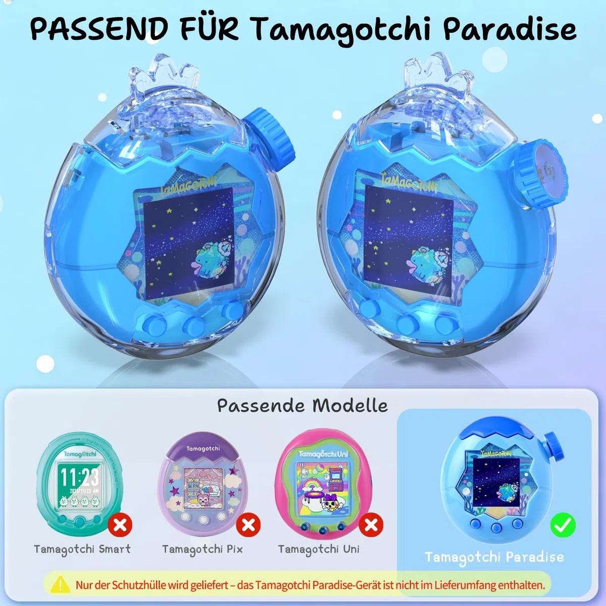 Generisch Set di protezione PC per Tamagotci Paradise – Custodia protettiva, guscio corona, cordino e strumento a leva, materiale antiurto contro graffi, perfetto per tutti i giorni e viaggi (blu