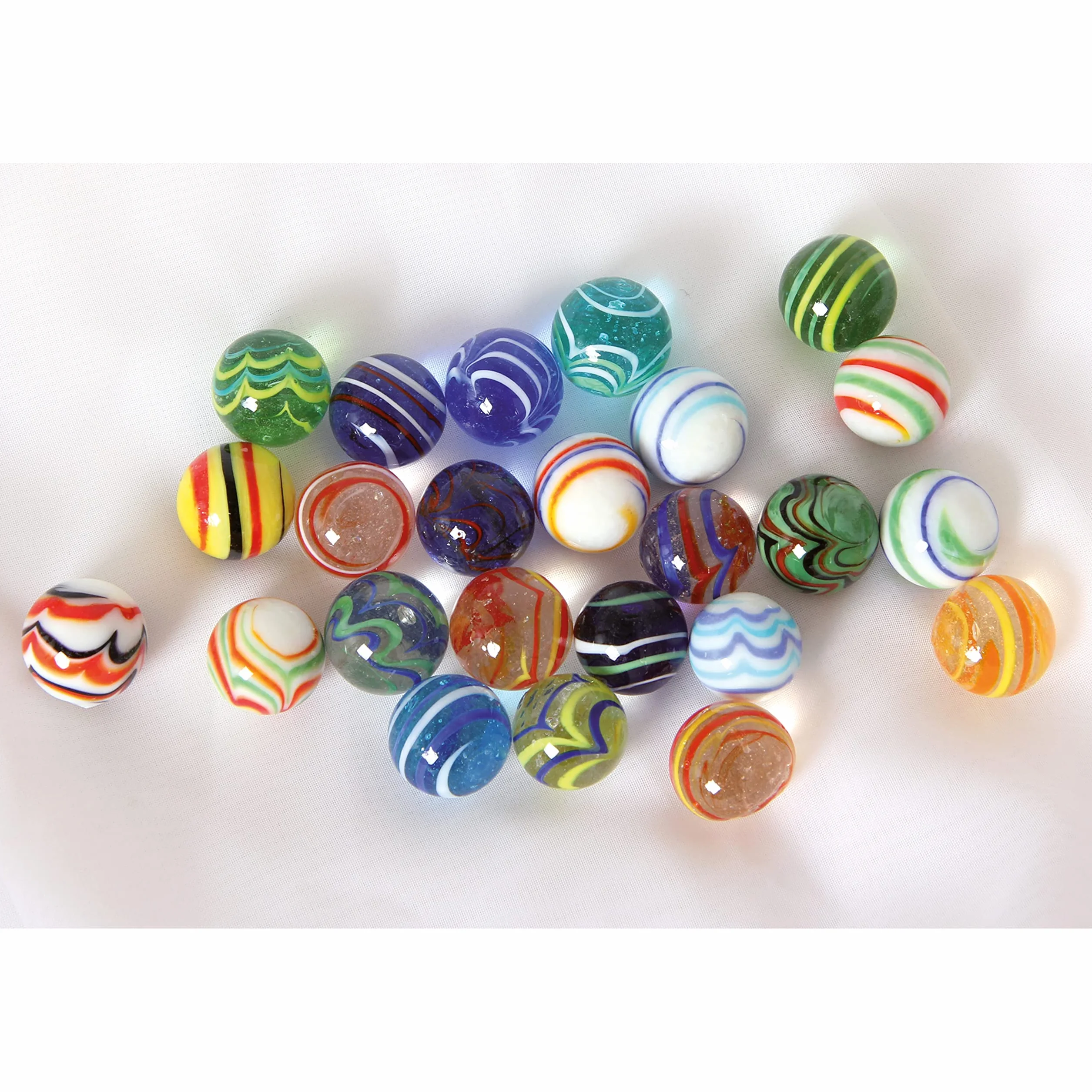 Biglie di vetro Mix a strisce 20mm 24 pezzi.