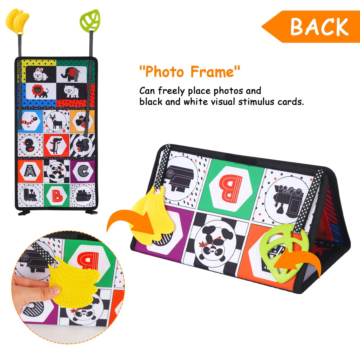 Giocattoli per Specchietti per la pancia per bebè, Specchio Montessori Neonati Libro Neonato Sensoriale Stoffa Giocattoli per Specchietti da Pavimento in Bianco e Nero per Bambini da 0 a 12 mesi